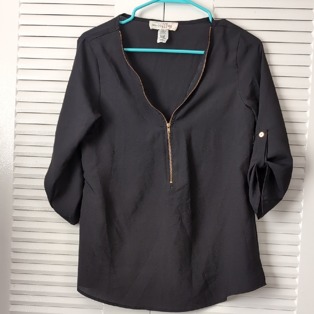 Black Zippered Women's Top
